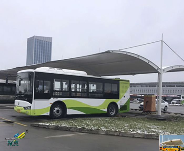 江蘇鋼膜結(jié)構(gòu)大巴車露天停車棚效果圖基礎(chǔ)設(shè)計(jì)