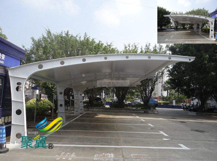  膜結(jié)構(gòu)車棚儉約能源|汽車停車棚造型精良